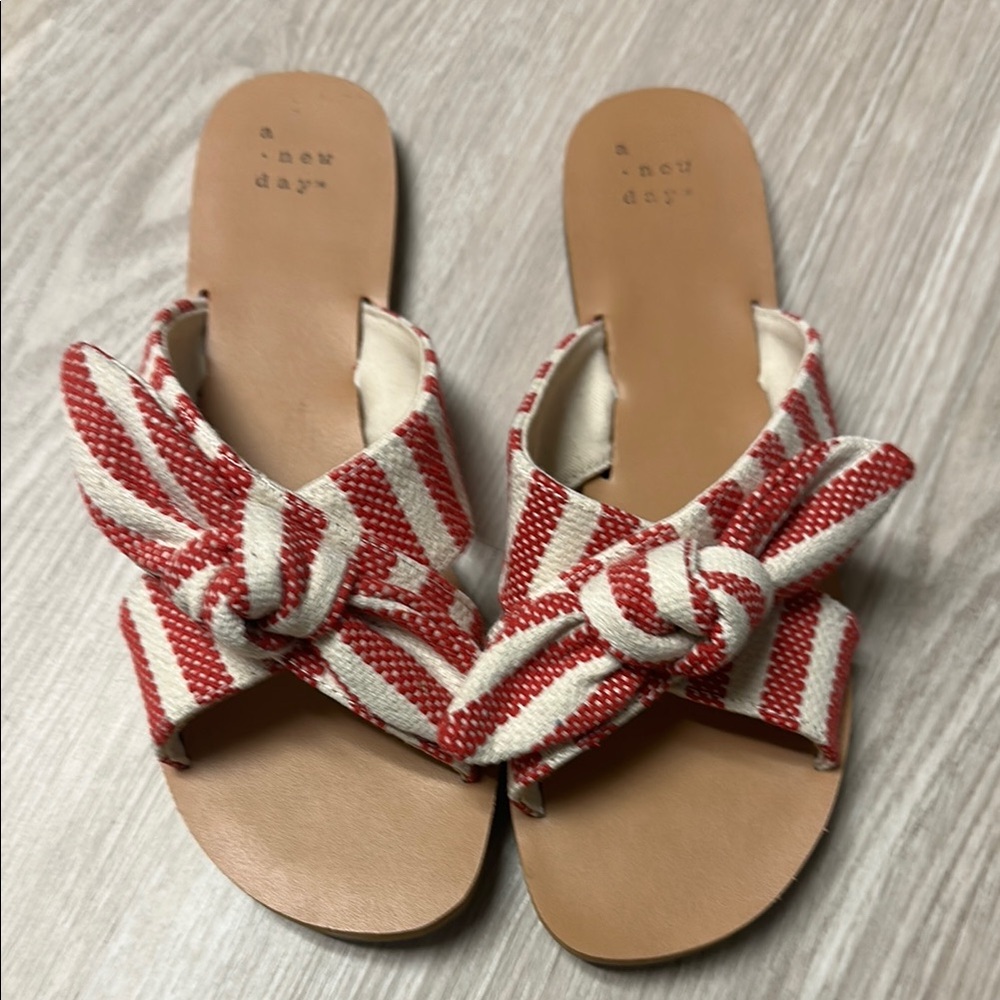 A New Day Red and White Striped Women's Sandals